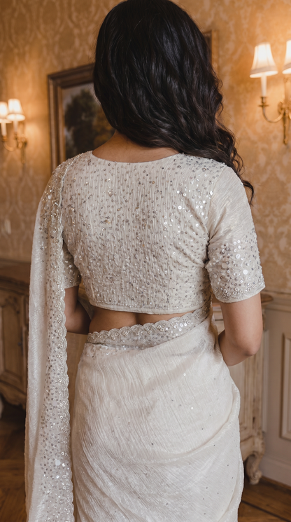 Pristine Ivory Tissue Saree