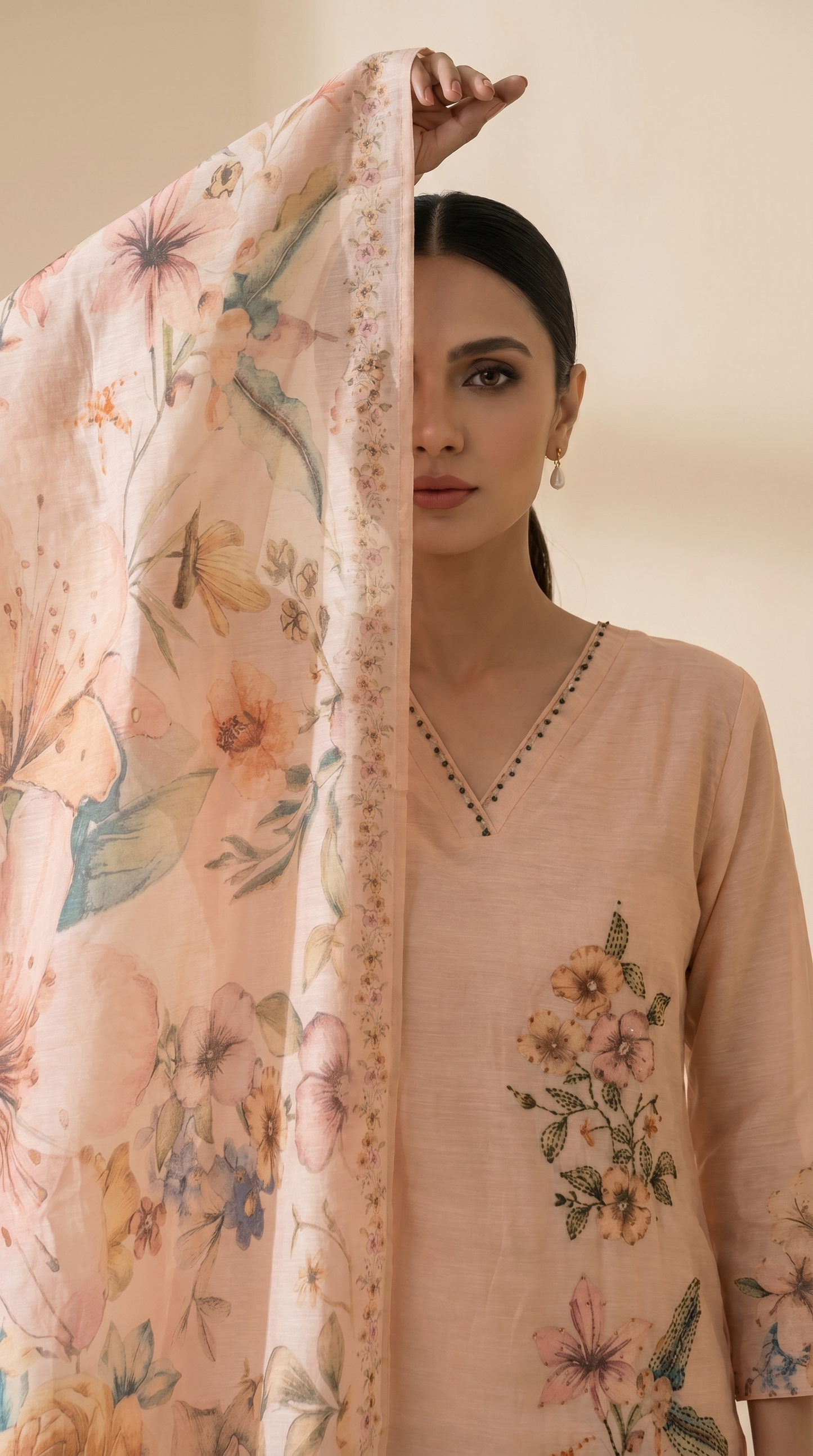 Peach Colour Salwar Suit Set