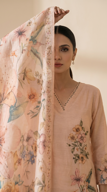 Peach Colour Salwar Suit Set