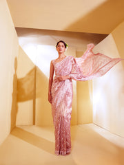 Elinor-Enchanting Petal-Lavender Tissue saree