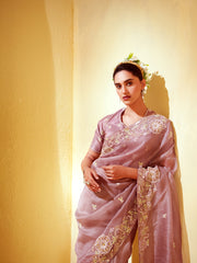 Elinor-Velvet Visions-Lavender Organza Saree