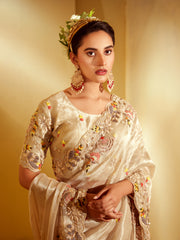 Elinor-Pearl Petals-Chikku Tissue Saree
