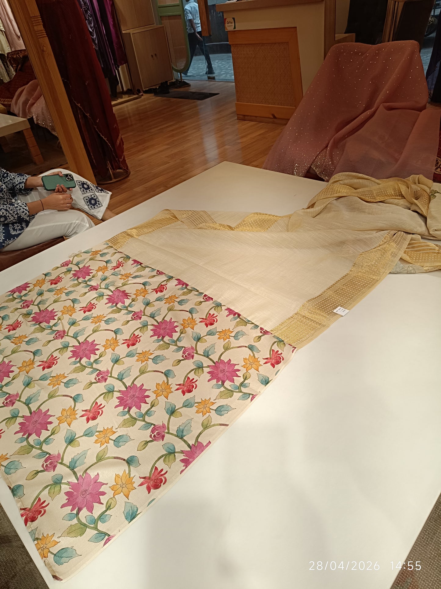 Ivory Tussar Silk Saree