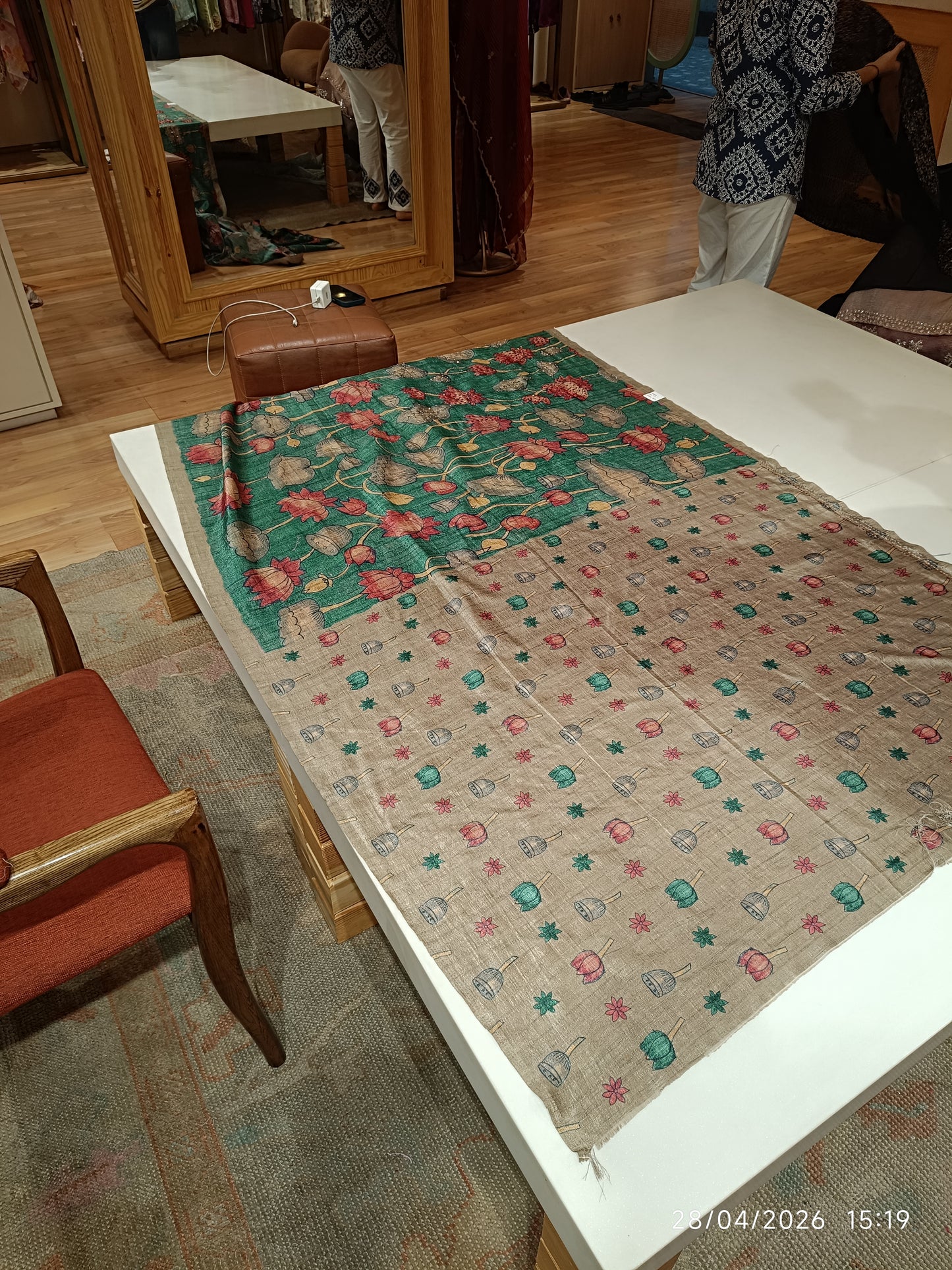 Forest Green Kalamkari Saree