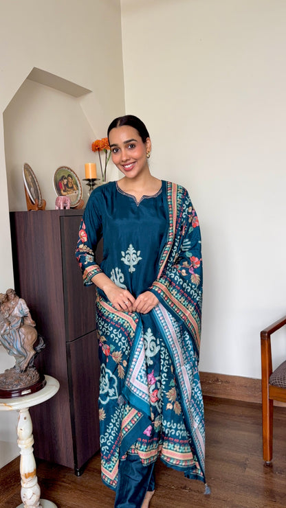 Deep Teal Blue Salwar Suit Set
