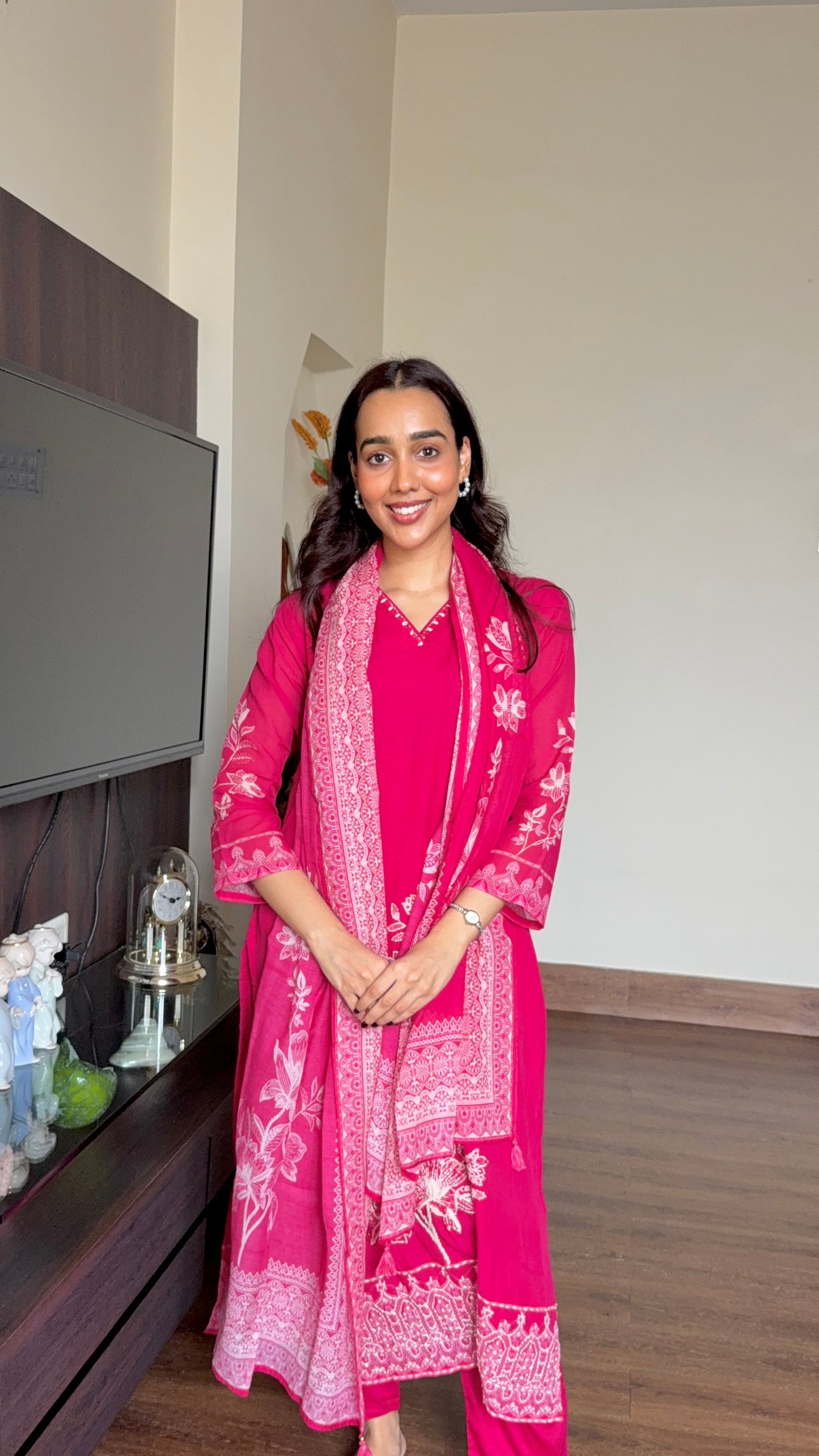 Magenta Colour Three Piece Suit Set