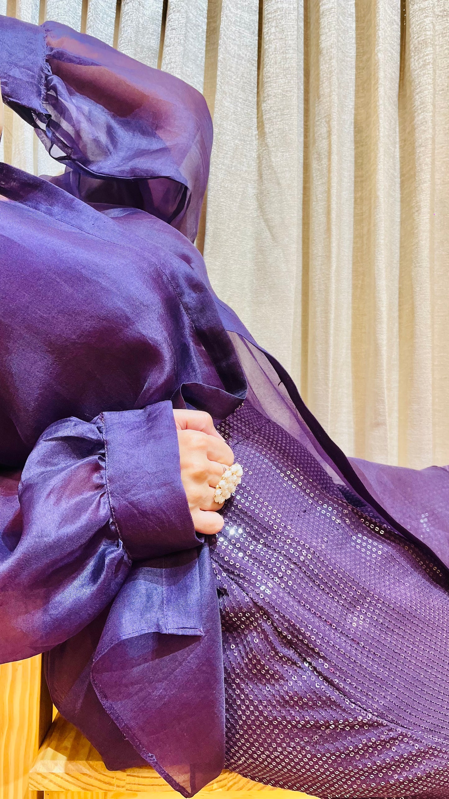 PURPLE SEQUIN PANT TRIO GLAMOUR ENSEMBLE