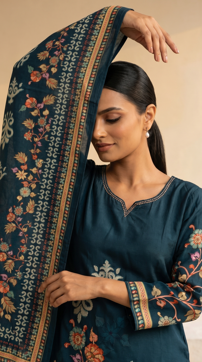 Deep Teal Blue Salwar Suit Set