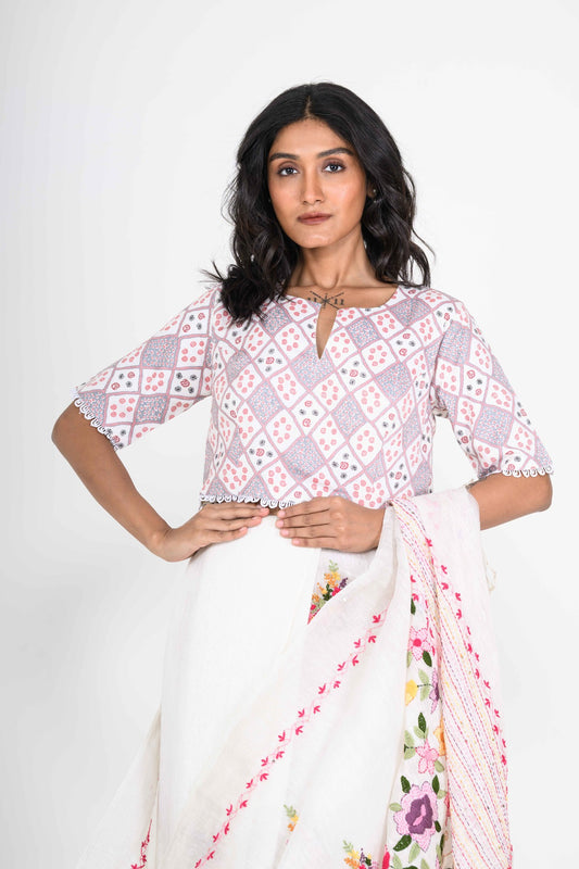 Purple Printed Cotton Blouse
