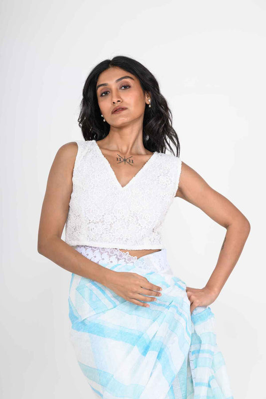 White Crochet Pattern Blouse