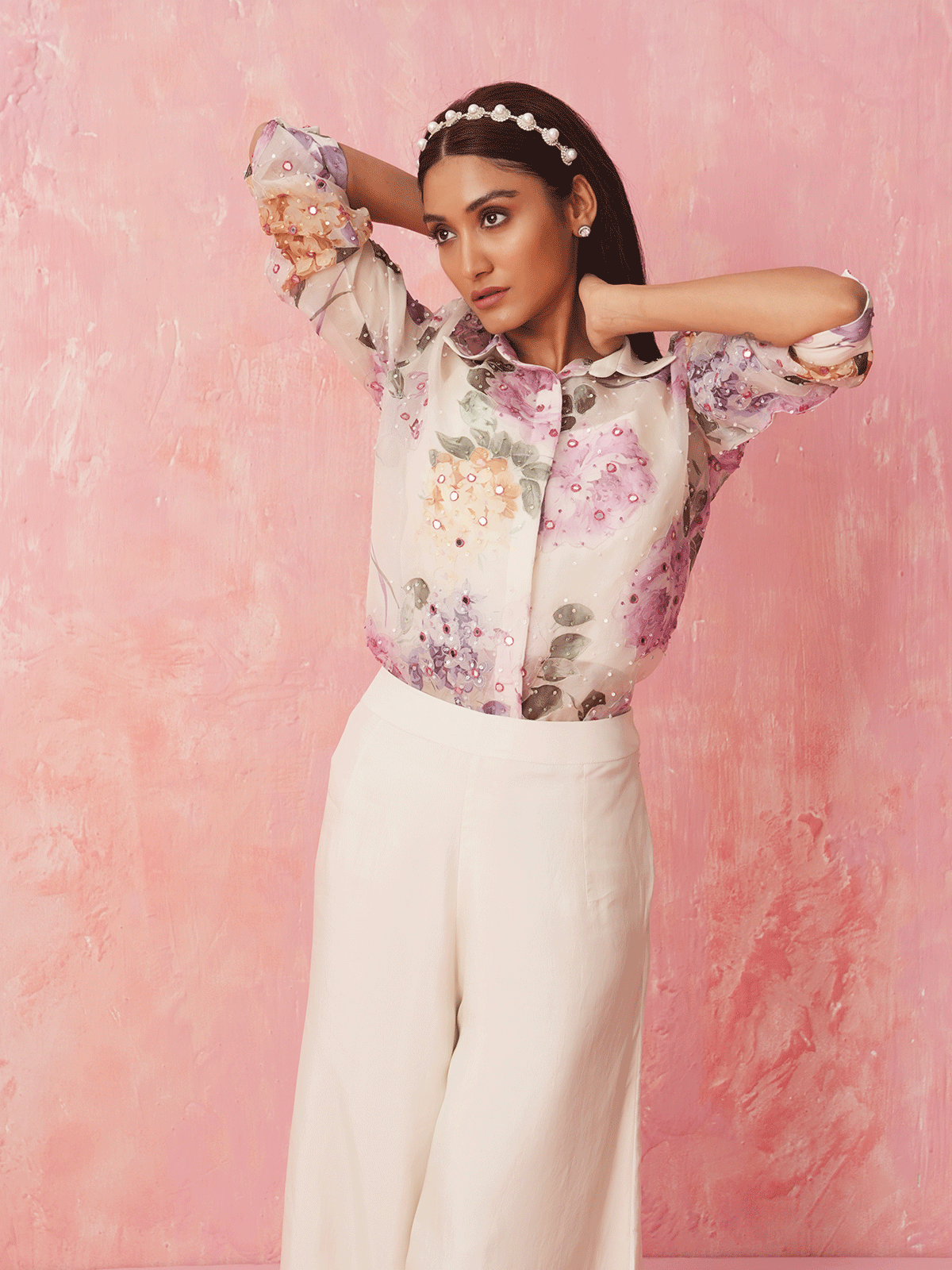 White Silk & Organza Co-ord set