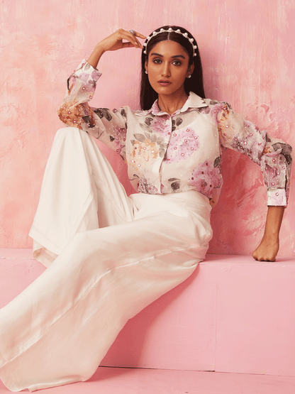 White Silk & Organza Co-ord set