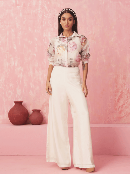 White Silk & Organza Co-ord set