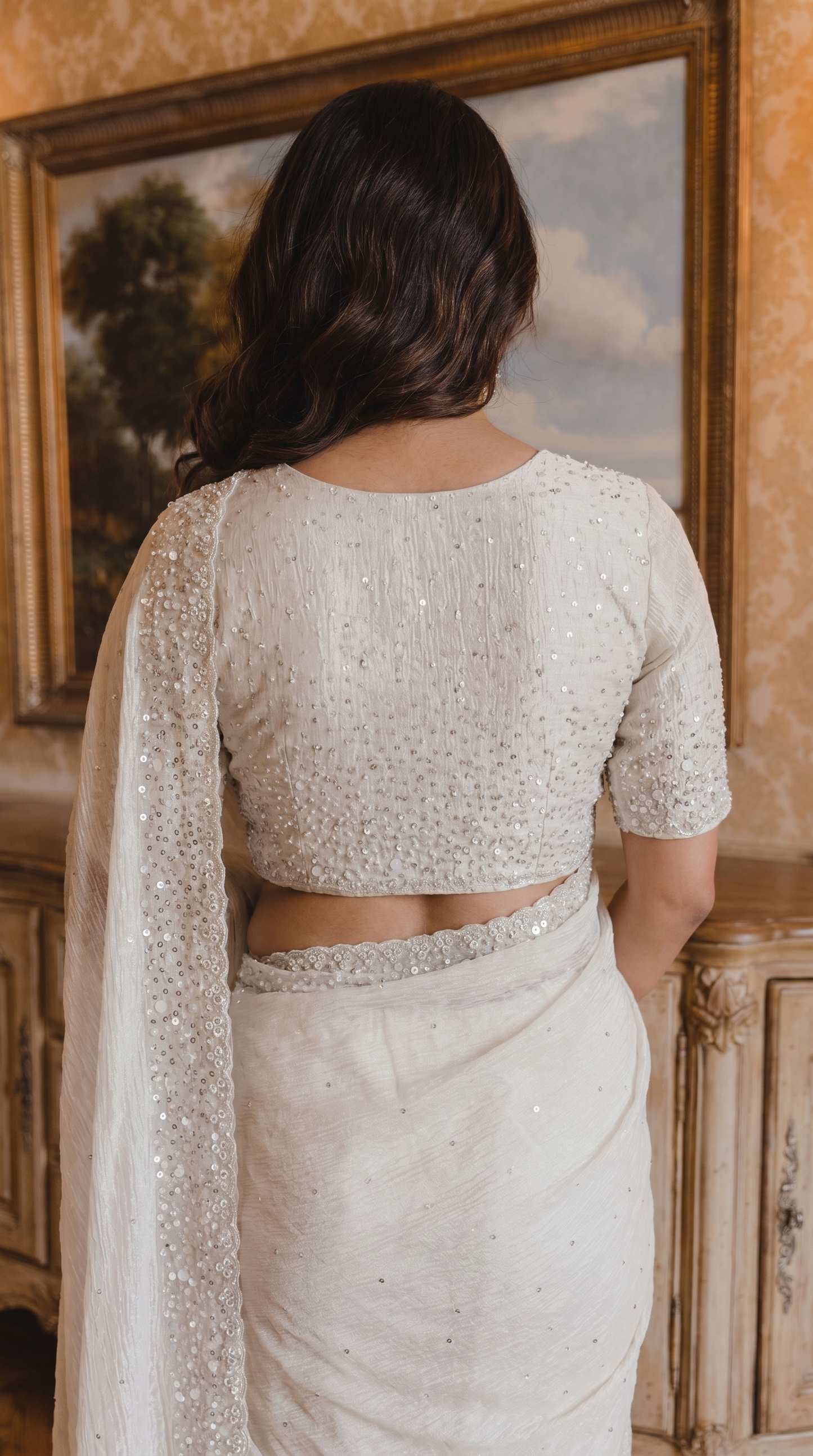 Pristine Ivory Tissue Saree