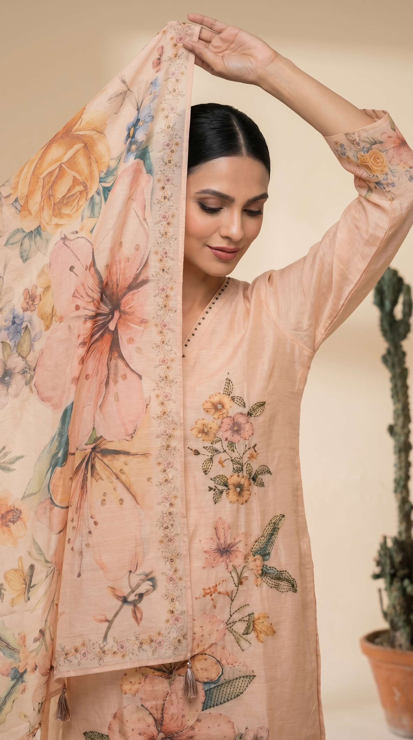 Peach Colour Salwar Suit Set