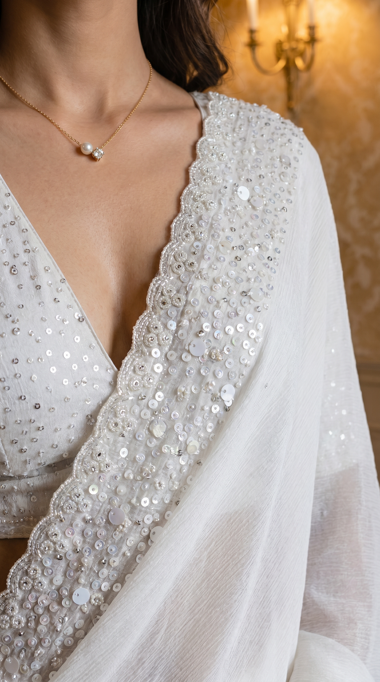 Pristine Ivory Tissue Saree