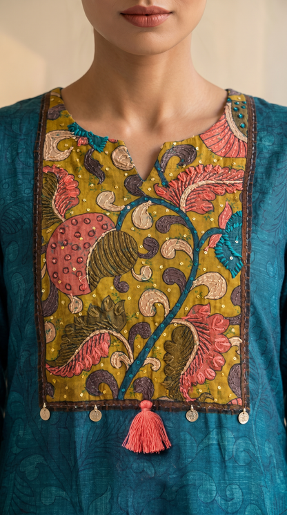 Teal Blue Printed Salwar Suit set