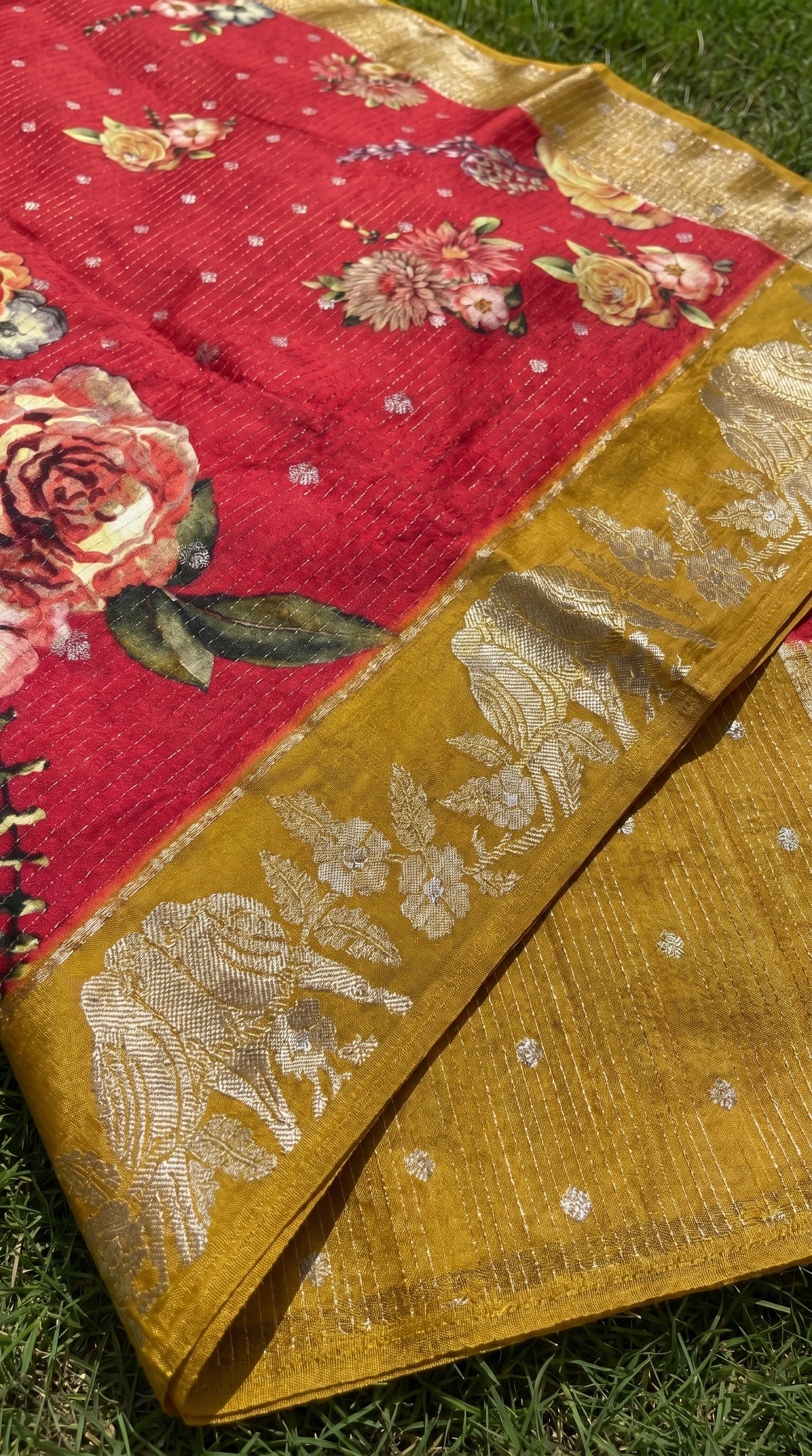 Silk Blend Red Saree