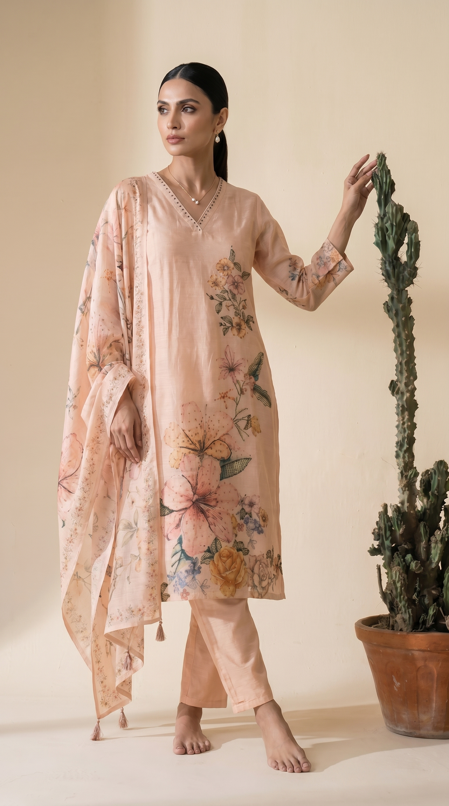 Peach Colour Salwar Suit Set
