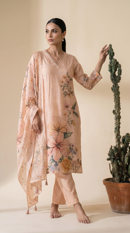 Peach Colour Salwar Suit Set