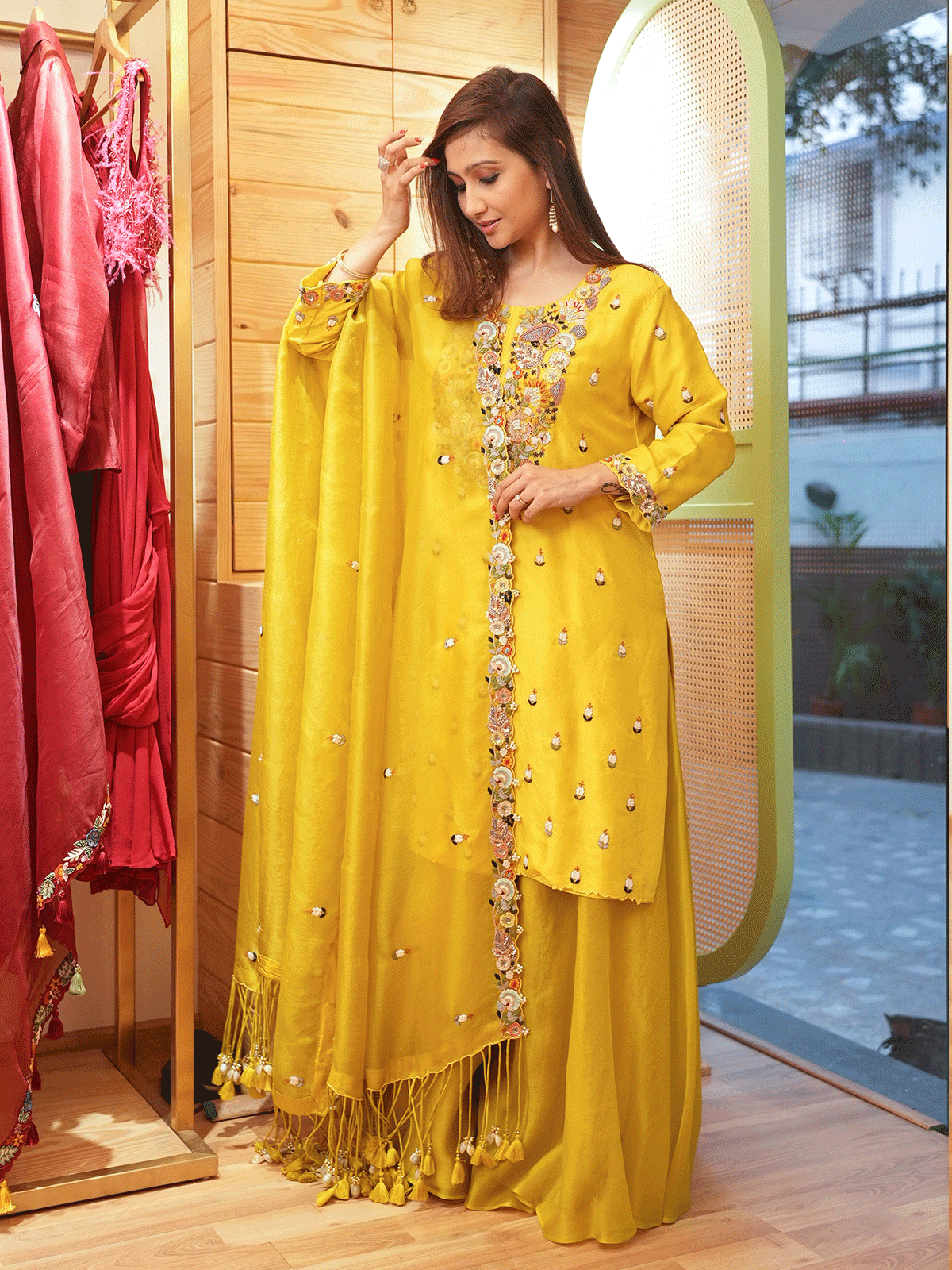 Garima Banka In Yellow Silk & Organza Sharara Set