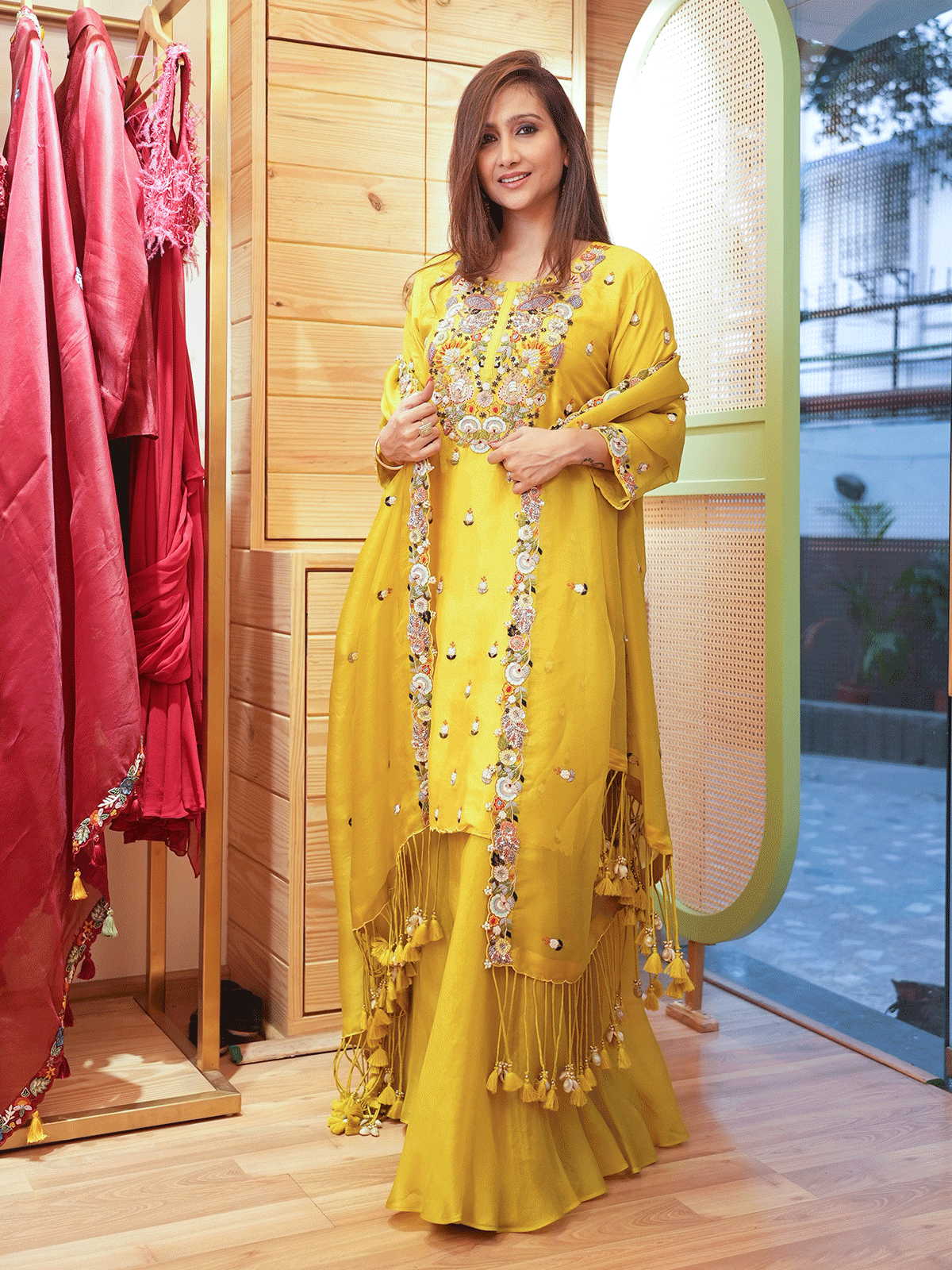 Garima Banka In Yellow Silk & Organza Sharara Set