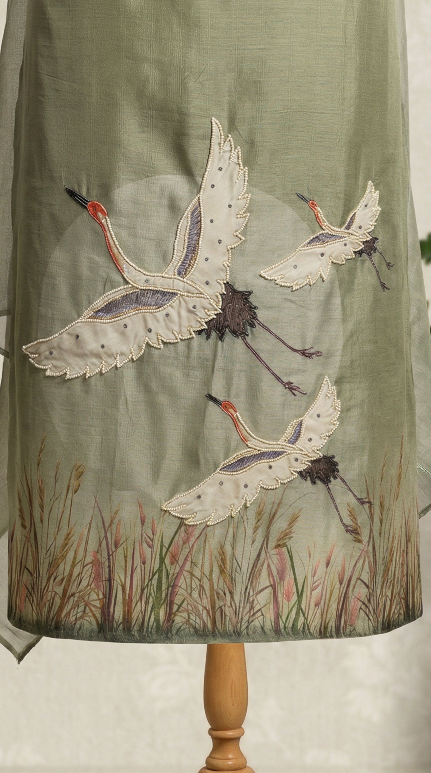 Sage Green Chanderi Unstitched Suit Set