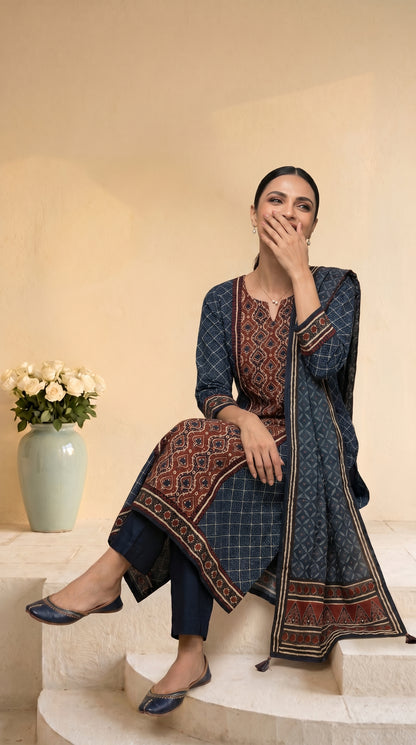 Dark Indigo Blue Salwar Suit Set
