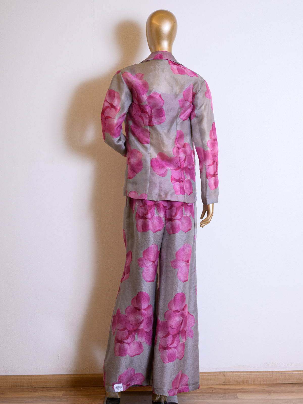 Floral Printed Purple Organza Jacket Set