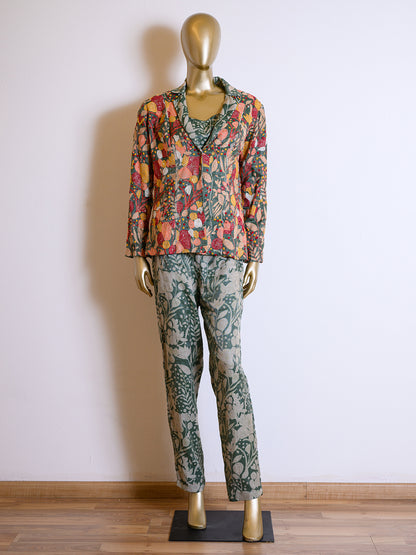 Stylish Multicolor Chanderi Jacket Set with Thread Work