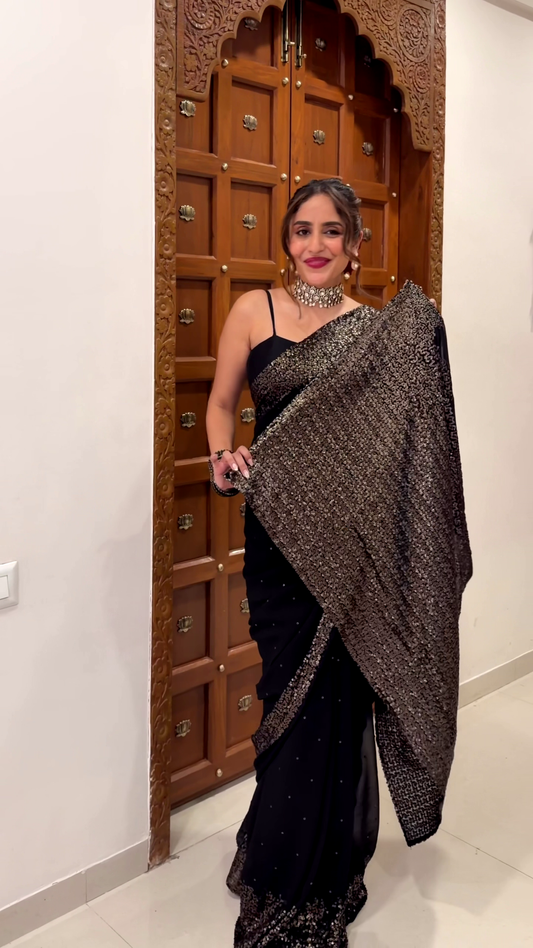Black Georgette Saree