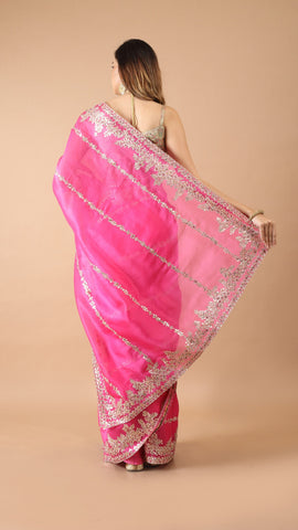 Zoya - Rani Pink Gota Patti Embellished Saree