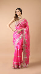 Zoya - Rani Pink Gota Patti Embellished Saree