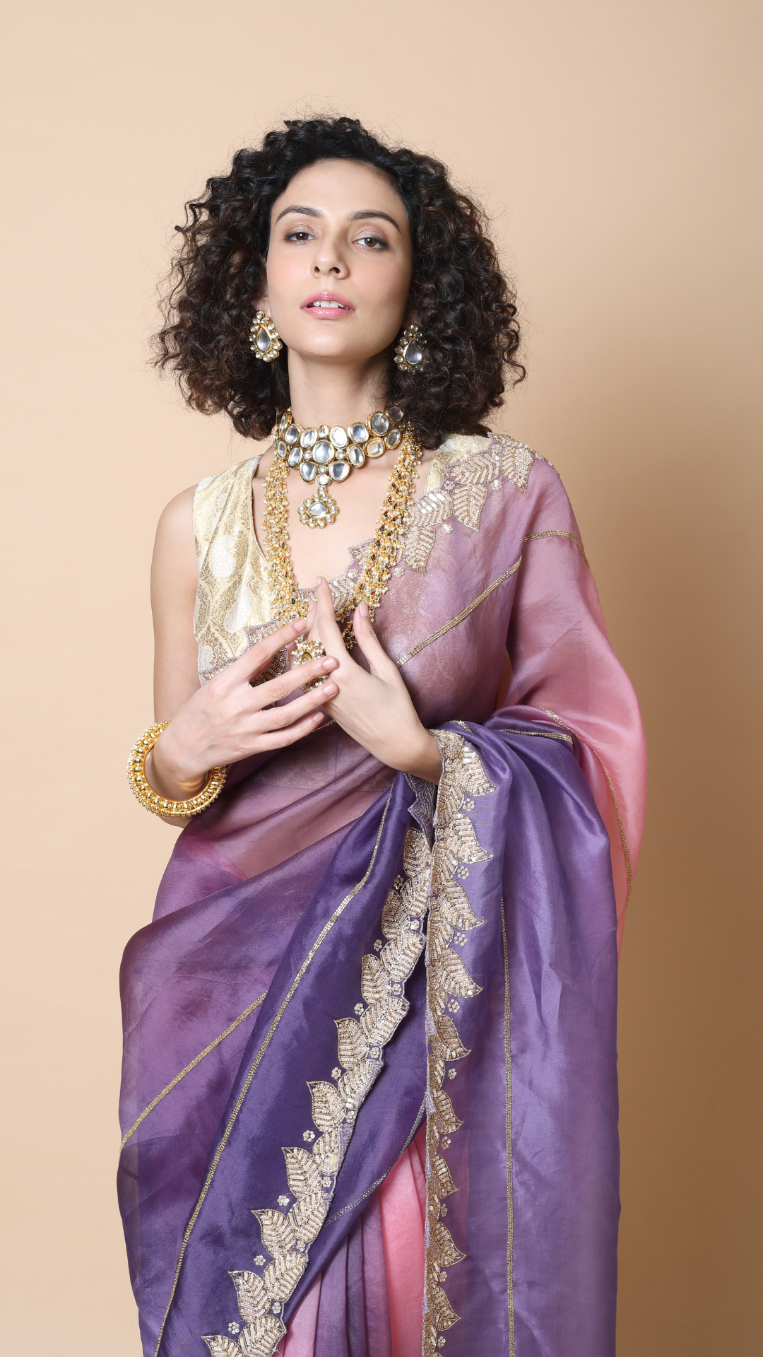 Aisha 4D Combination Saree with Intricate Cutdana Border