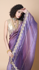 Aisha 4D Combination Saree with Intricate Cutdana Border