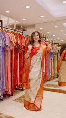 Garima Banka in our Red Border White saree