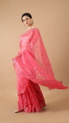 Blush Pink Sequin Work Organza Saree