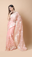 Maya Pastel Pink Jal work Saree