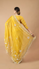 Inaya Topaz Yellow Mirror Work Saree