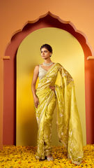Ethereal Ensemble Lime Green Sequin Saree