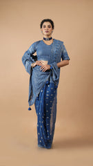 Maya Cobalt Blue Chikankari Saree Set