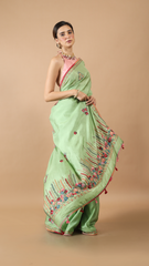 Maya Foam Green Saree with Detailed Resham Handwork