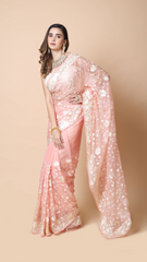 Maya Pastel Pink Jal work Saree