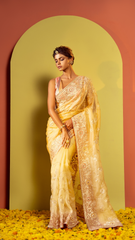 Ethereal Ensemble Gota Embellished Yellow Organza Saree