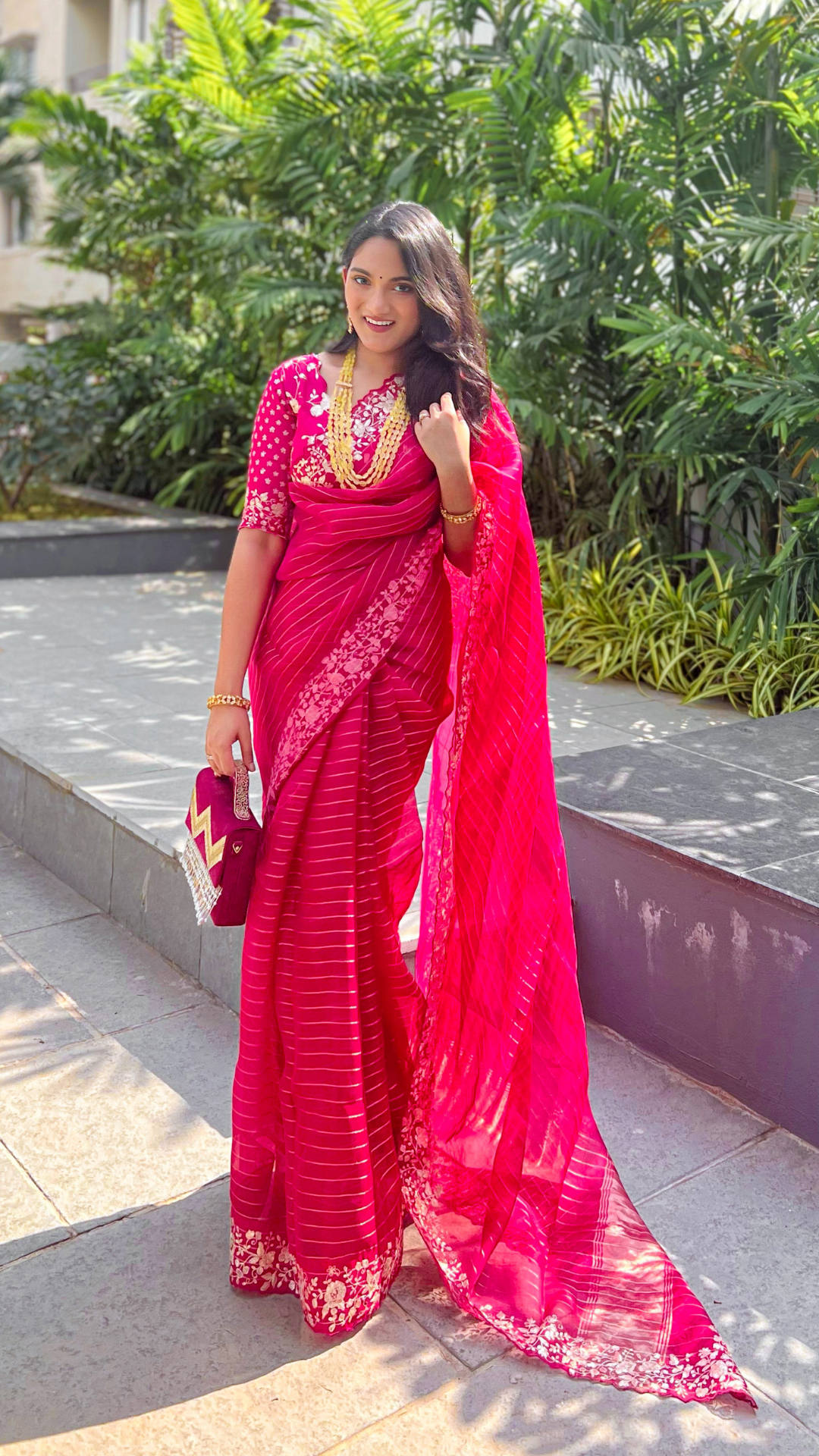 Sam Reddy in our Scarlet Red Heavy Embroidered Border Saree