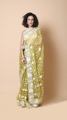 Maya Moss Green Jal Work Saree