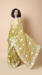 Maya Moss Green Jal Work Saree