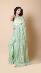 Inaya Mint Green Moti Work Organza Saree