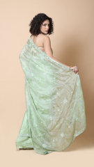Inaya Mint Green Moti Work Organza Saree