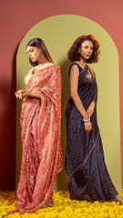 Ethereal Ensemble Midnight Blue Sequin Saree